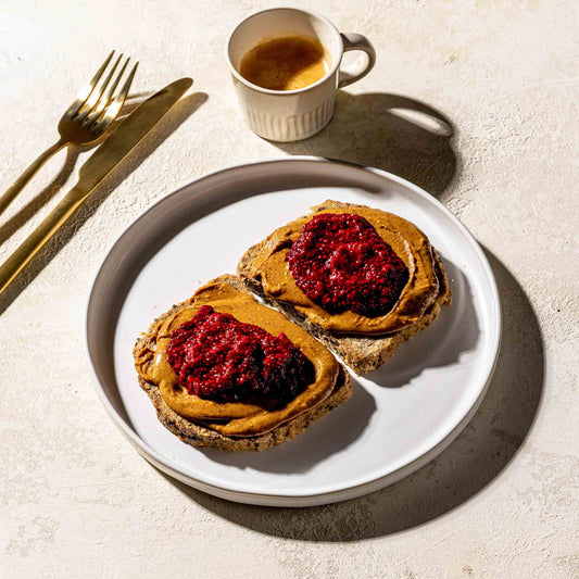 Peanut butter and chia seed raspberry jam